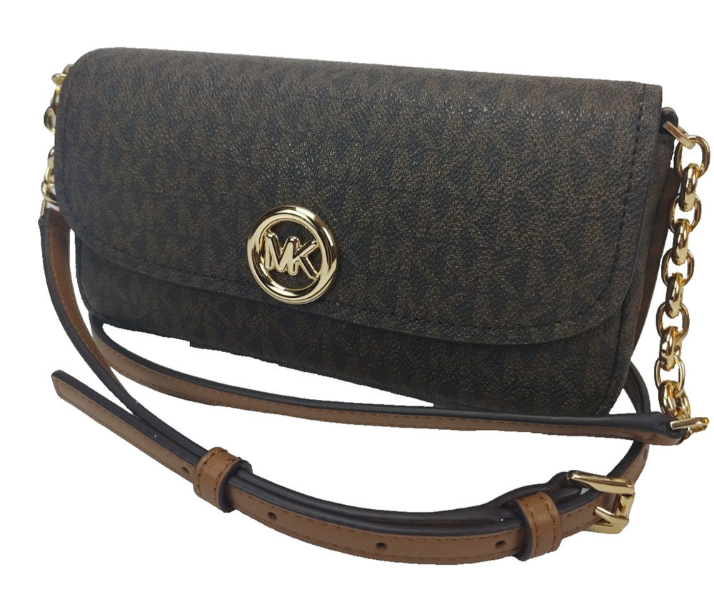Michael Kors Nolita Crossbody Bag-Leather with MK Logo-Brown/Acorn/Tan-NWT